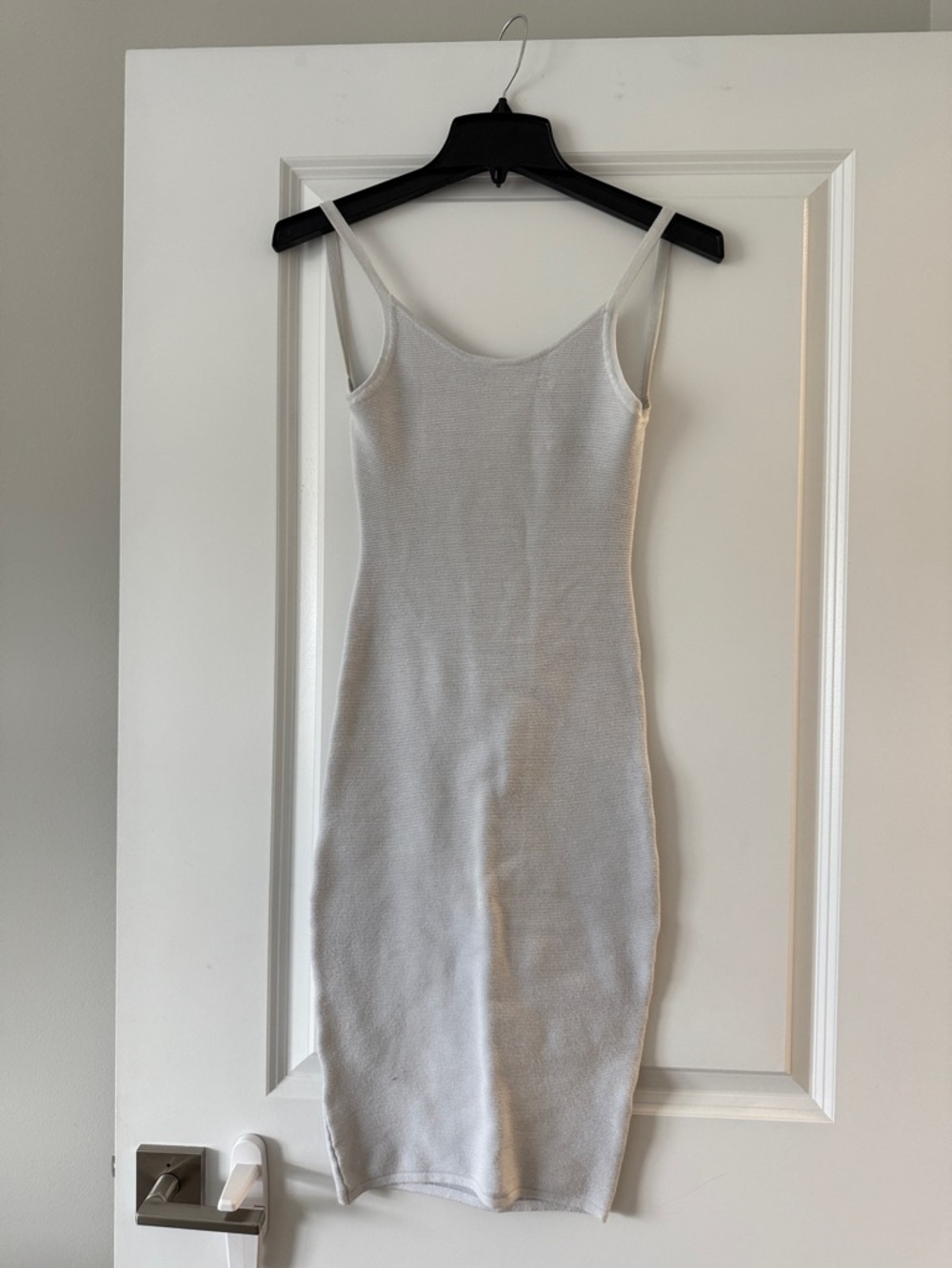 Olivaceous Pale Gray Ribbed Slip Dress